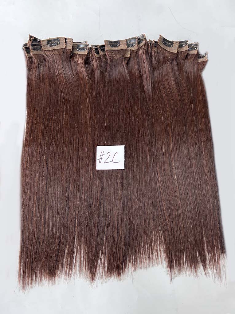 Dark Brown #2C Straight Regular Clip In Hair Extensions 7pcs 150g Texture