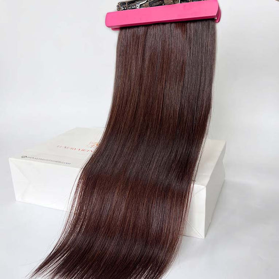 Dark Brown #2C Straight Regular Clip In Hair Extensions 7pcs 150g 