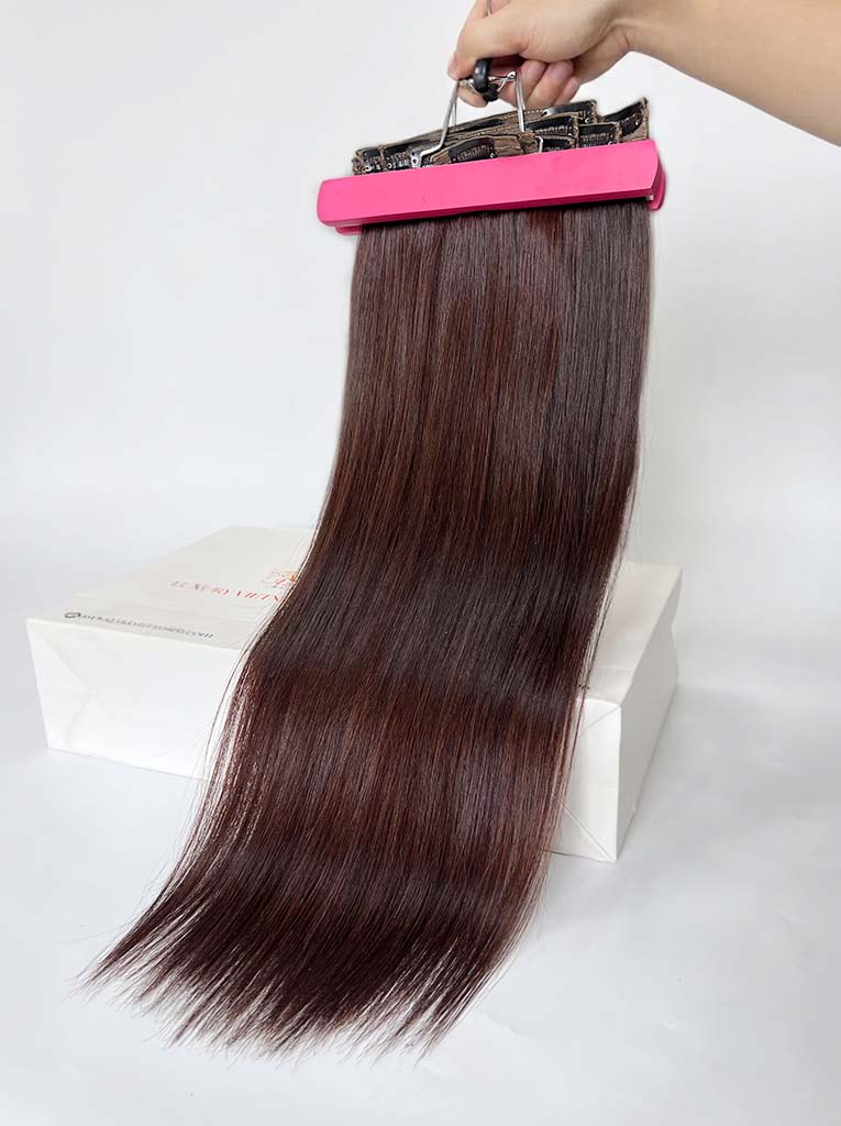 Dark Brown #2C Straight Regular Clip In Hair Extensions 7pcs 150g 