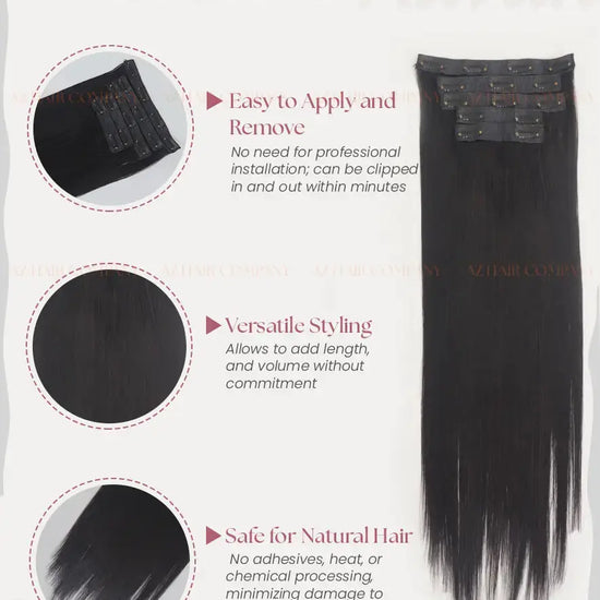 Natural Black (#1B) Bone Straight Regular Clip-In Hair Extensions 150g - Raw Vietnamese Hair Factory Direct / AZ Hair Vietnam