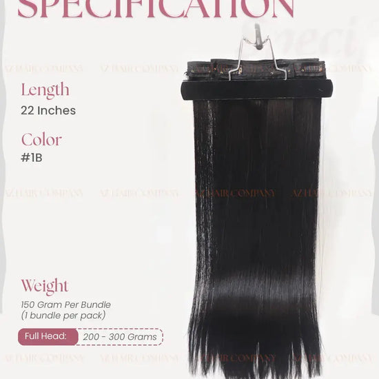 Natural Black (#1B) Bone Straight Regular Clip-In Hair Extensions 150g - Raw Vietnamese Hair Factory Direct / AZ Hair Vietnam