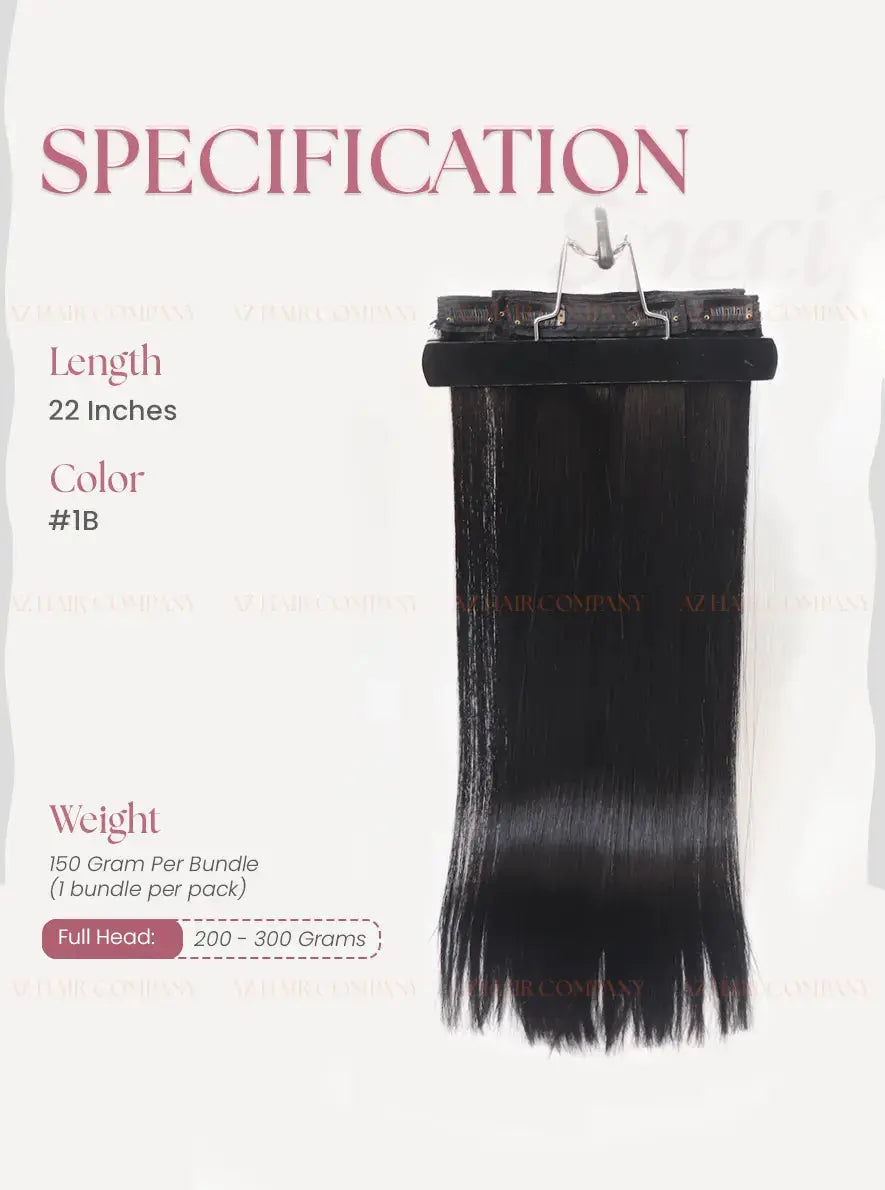 Natural Black (#1B) Bone Straight Regular Clip-In Hair Extensions 150g - Raw Vietnamese Hair Factory Direct / AZ Hair Vietnam