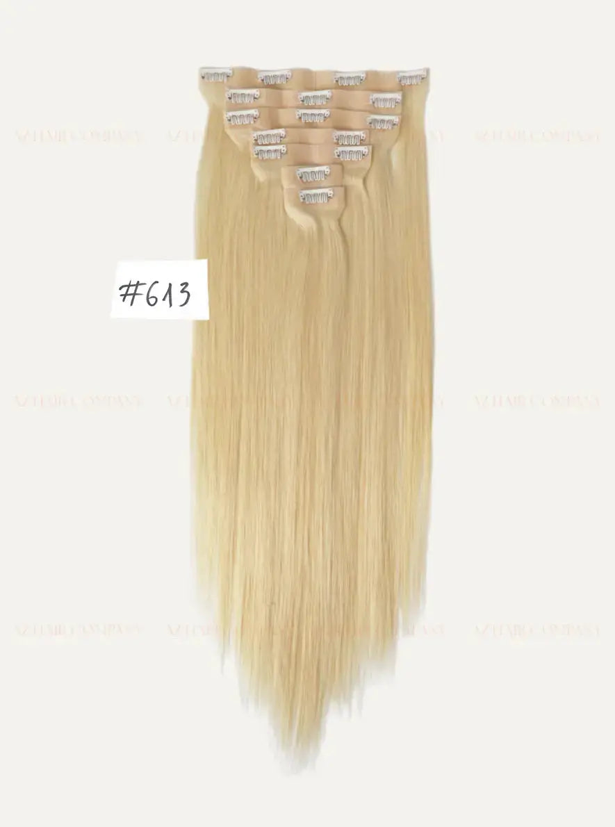 Light Blonde (#613) Bone Straight Regular Clip-In Hair 7pcs 150g - Single Donor Vietnamese Hair / AZ Hair Vietnam