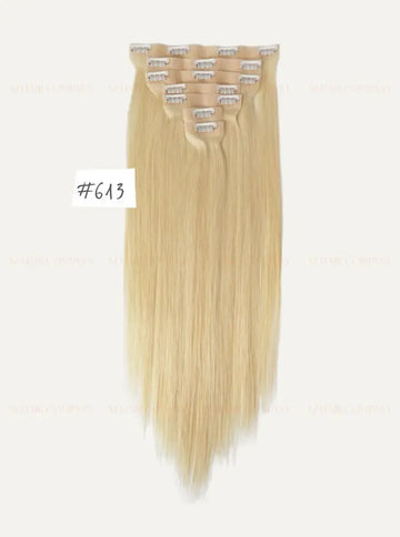 Light Blonde (#613) Bone Straight Regular Clip-In Hair 7pcs 150g - Single Donor Vietnamese Hair / AZ Hair Vietnam