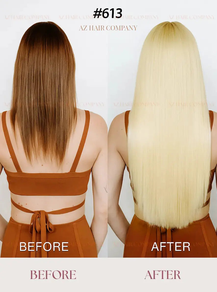 Light Blonde (#613) Bone Straight Regular Clip-In Hair 7pcs 150g - Single Donor Vietnamese Hair / AZ Hair Vietnam