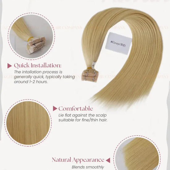 Light Blonde (#Gray) Bone Straight Regular Tape In Hair Extensions 100g - Vietnamese Raw Hair / AZ Hair Vietnam