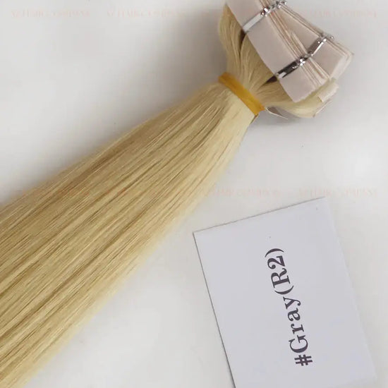 Light Blonde (#Gray) Bone Straight Regular Tape In Hair Extensions 100g - Vietnamese Raw Hair / AZ Hair Vietnam