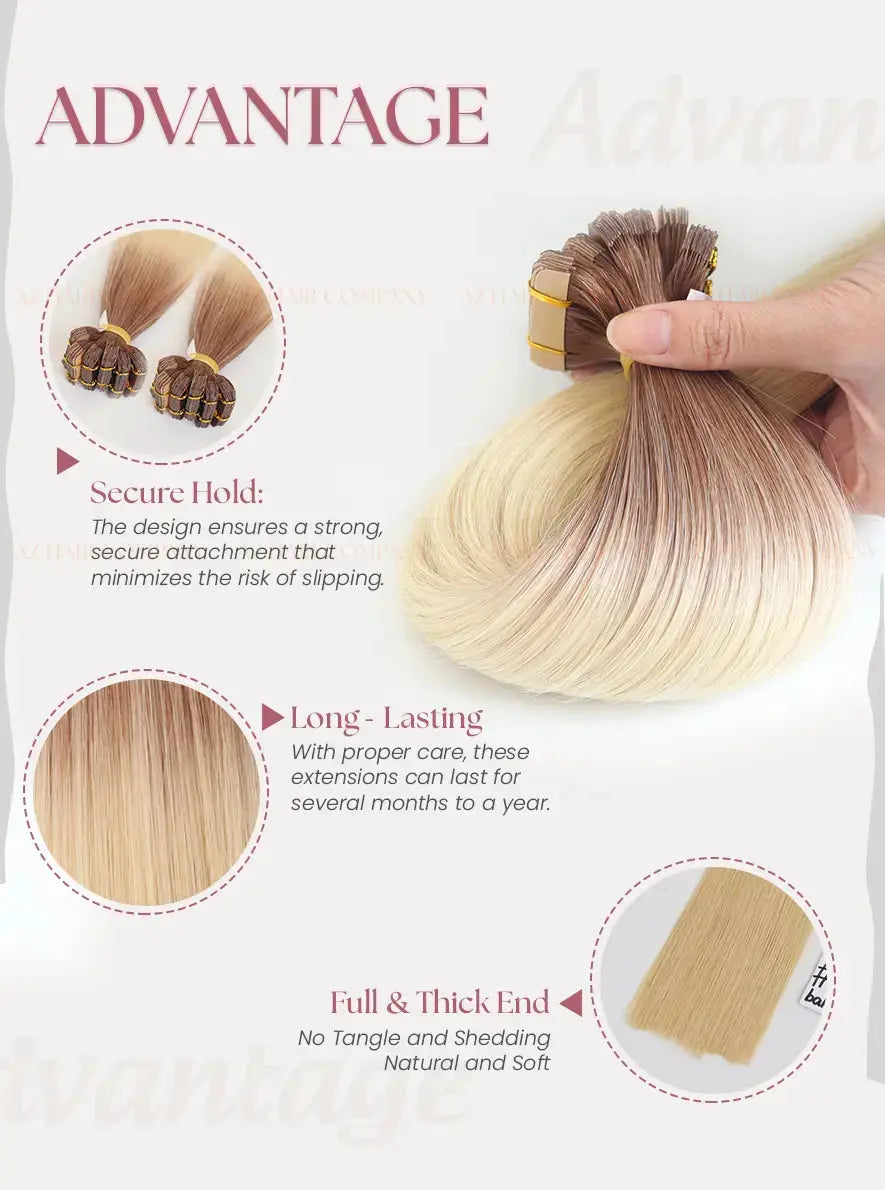 Balayage (#60ash/#2) Bone Straight Regular Tape In Hair Extensions 100g - Vietnamese Raw Hair /  AZ Hair Vietnam