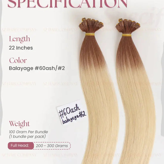 Balayage (#60ash/#2) Bone Straight Regular Tape In Hair Extensions 100g - Vietnamese Raw Hair /  AZ Hair Vietnam