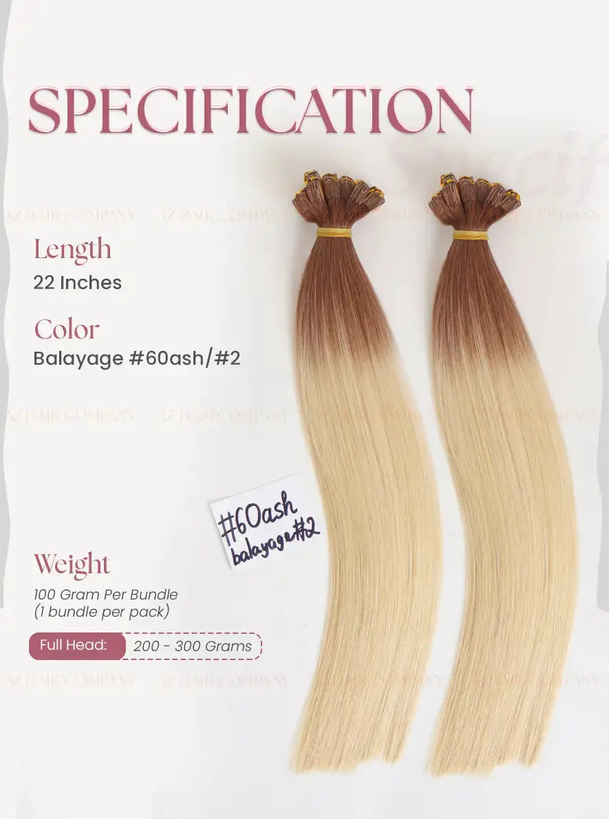 Balayage (#60ash/#2) Bone Straight Regular Tape In Hair Extensions 100g - Vietnamese Raw Hair /  AZ Hair Vietnam