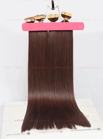 Dark Brown (#2C) Bone Straight Regular Tape In Hair Extensions 100g - AZ Hair Vietnam Factory / AZ Hair Vietnam