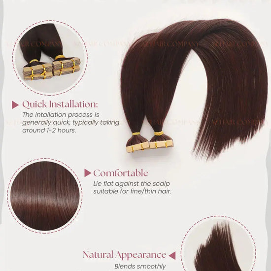 Dark Brown (#2C) Bone Straight Regular Tape In Hair Extensions 100g - AZ Hair Vietnam Factory / AZ Hair Vietnam