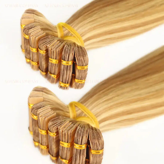 Highlight (#22C/#4) Bone Straight Regular Tape In Hair Extensions 100g -Vietnamese Human Hair /  AZ Hair Vietnam