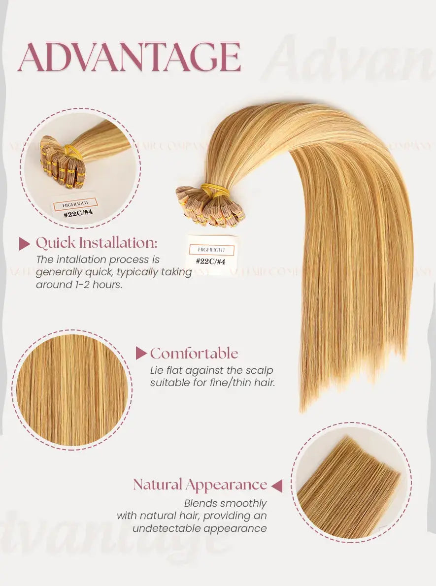 Highlight (#22C/#4) Bone Straight Regular Tape In Hair Extensions 100g -Vietnamese Human Hair /  AZ Hair Vietnam