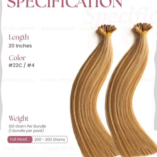 Highlight (#22C/#4) Bone Straight Regular Tape In Hair Extensions 100g -Vietnamese Human Hair /  AZ Hair Vietnam