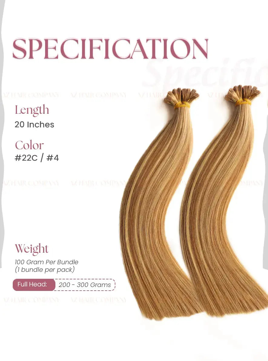 Highlight (#22C/#4) Bone Straight Regular Tape In Hair Extensions 100g -Vietnamese Human Hair /  AZ Hair Vietnam