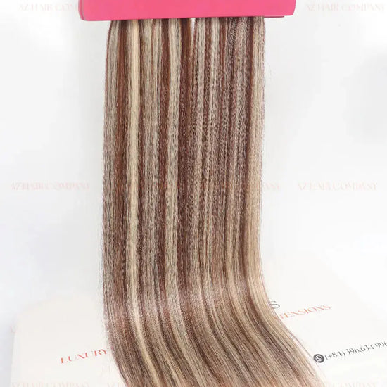 Highlight (#2ash/#60C) Bone Straight Regular Tape In Hair Extensions 100g - 100% Vietnamese Human Hair / AZ Hair Vietnam
