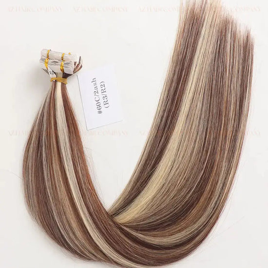 Highlight (#2ash/#60C) Bone Straight Regular Tape In Hair Extensions 100g - 100% Vietnamese Human Hair / AZ Hair Vietnam