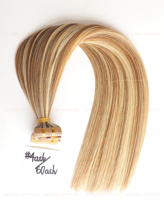 Highlight #60ash/#4ash Bone Straight Regular Tape In Hair Extensions 100g - Factory Direct Vietnam / AZ Hair Vietnam