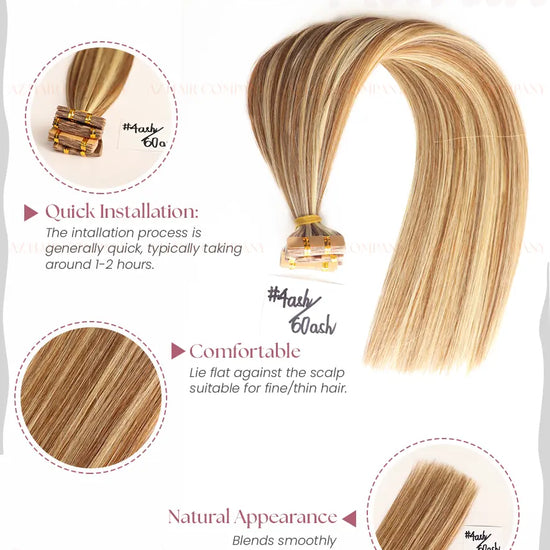 Highlight #60ash/#4ash Bone Straight Regular Tape In Hair Extensions 100g - Factory Direct Vietnam / AZ Hair Vietnam