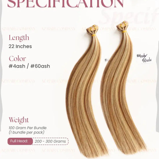 Highlight #60ash/#4ash Bone Straight Regular Tape In Hair Extensions 100g - Factory Direct Vietnam / AZ Hair Vietnam