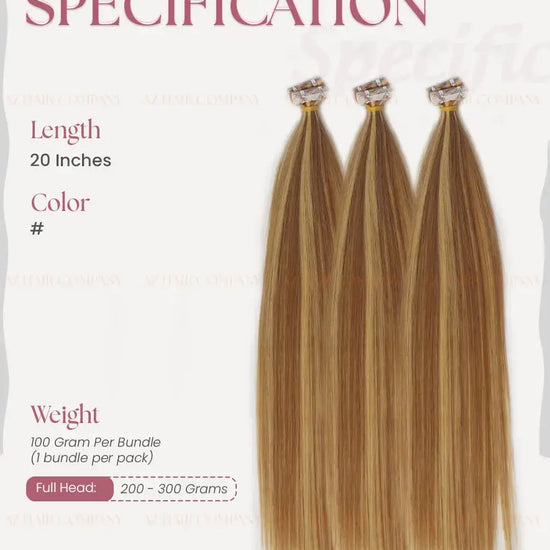 Highlight (#613/#5) Bone Straight Regular Tape In Hair Extensions 100g - 100% Vietnamese Human Hair / AZ Hair Vietnam