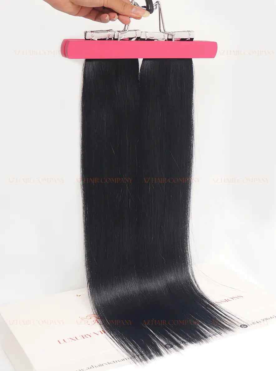 Jet Black (#1) Bone Straight Regular Tape In Hair Extensions 100g - Raw Vietnamese Hair / AZ Hair Vietnam