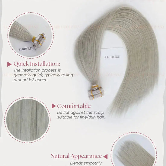 Light Blonde (#18B) Bone Straight Regular Tape In Hair Extensions 100g -AZ Hair Factory / AZ Hair Vietnam