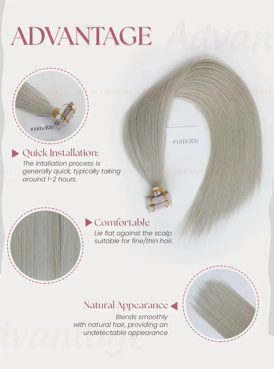 Light Blonde (#18B) Bone Straight Regular Tape In Hair Extensions 100g -AZ Hair Factory / AZ Hair Vietnam