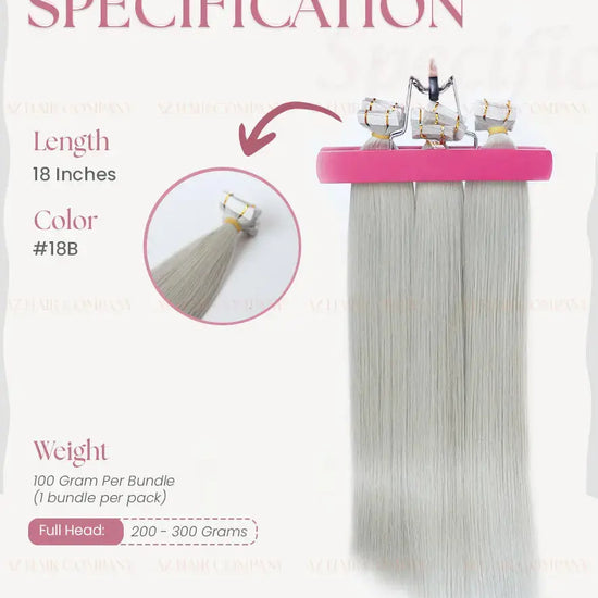 Light Blonde (#18B) Bone Straight Regular Tape In Hair Extensions 100g -AZ Hair Factory / AZ Hair Vietnam