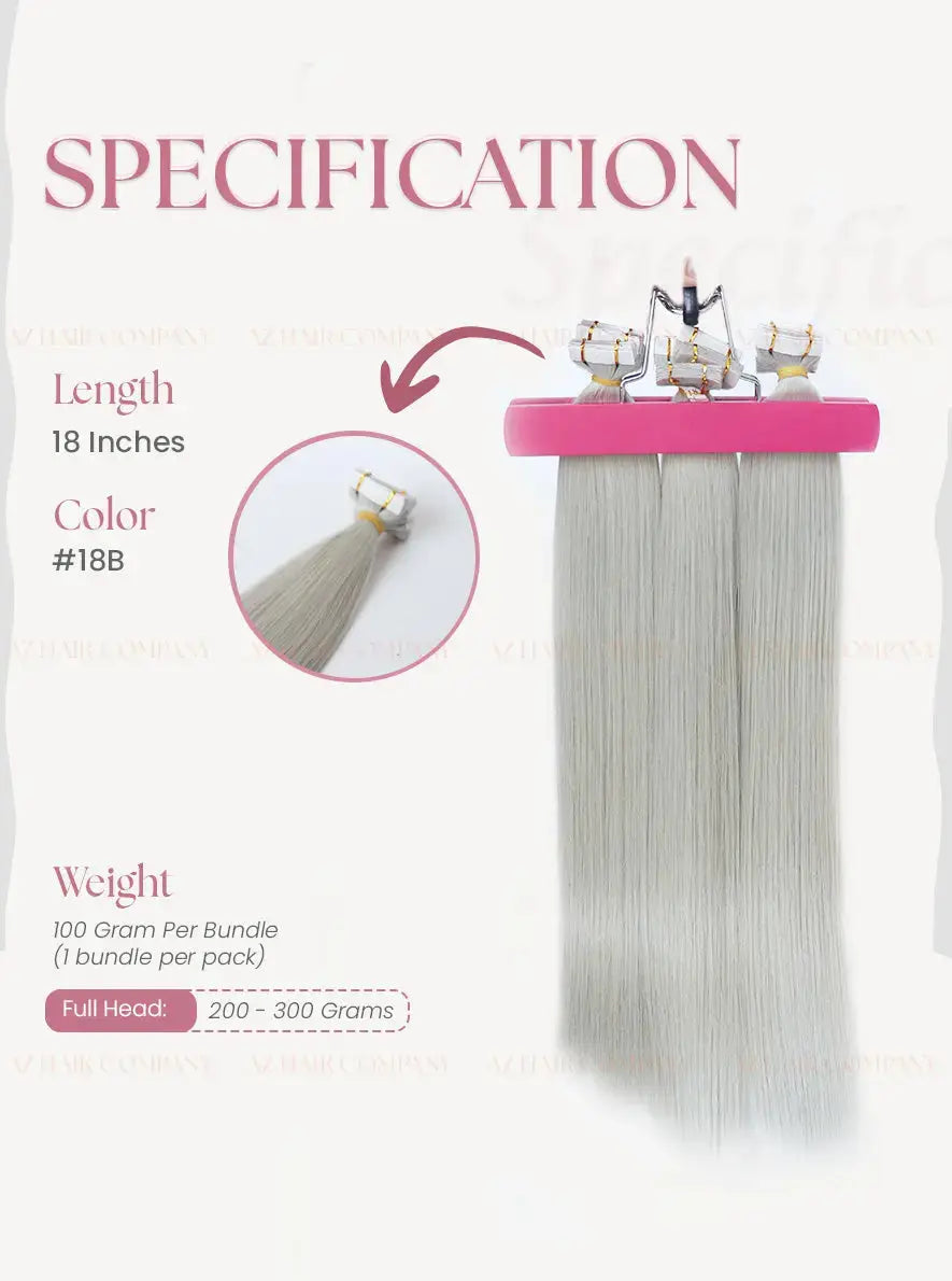 Light Blonde (#18B) Bone Straight Regular Tape In Hair Extensions 100g -AZ Hair Factory / AZ Hair Vietnam