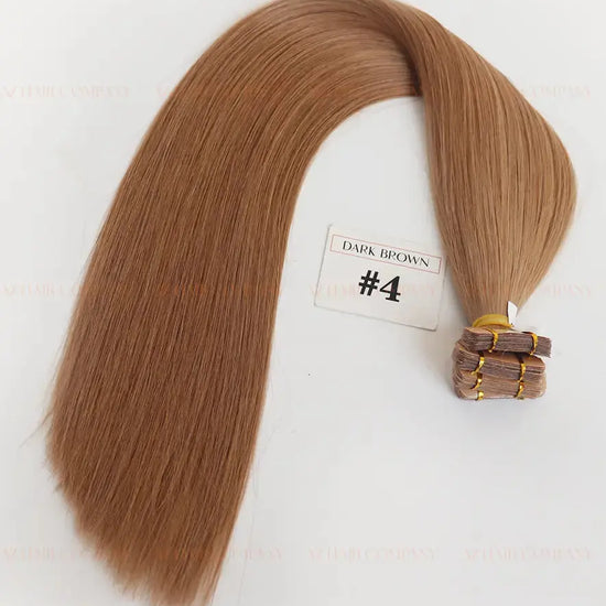 Light Brown (#4) Bone Straight Regular Tape In Hair Extensions 100g - AZ Hair Vietnam Factory / AZ Hair Vietnam
