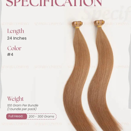 Light Brown (#4) Bone Straight Regular Tape In Hair Extensions 100g - AZ Hair Vietnam Factory / AZ Hair Vietnam