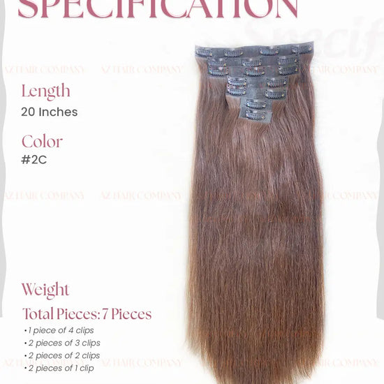 Dark Brown #2C Straight Seamless Clip In Hair Extensions 7pcs 150g - Vietnamese Human Hair/ AZ Hair Vietnam
