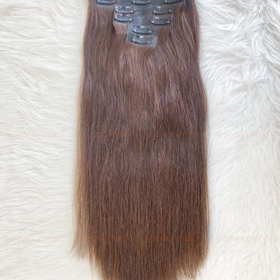 Dark Brown #2C Straight Seamless Clip In Hair Extensions 7pcs 150g - Vietnamese Human Hair/ AZ Hair Vietnam