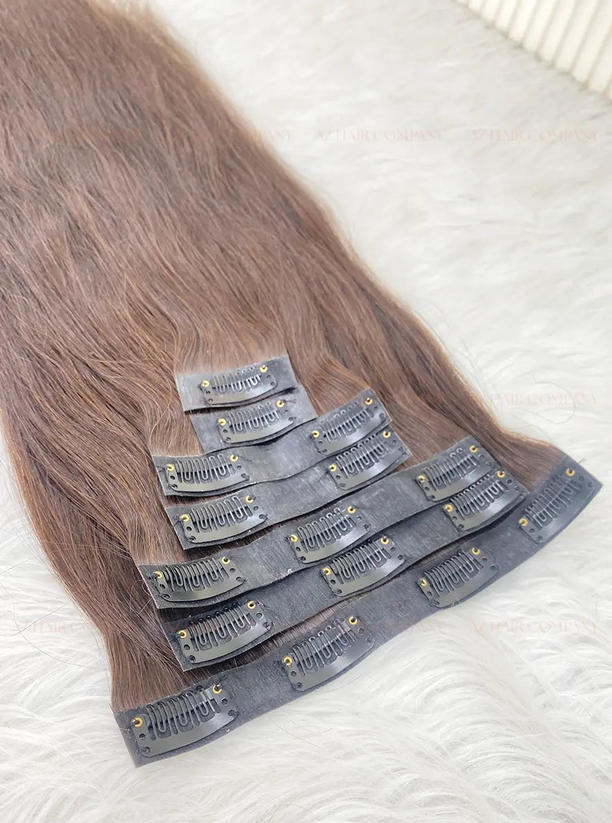 Dark Brown #2C Straight Seamless Clip In Hair Extensions 7pcs 150g - Vietnamese Human Hair/ AZ Hair Vietnam