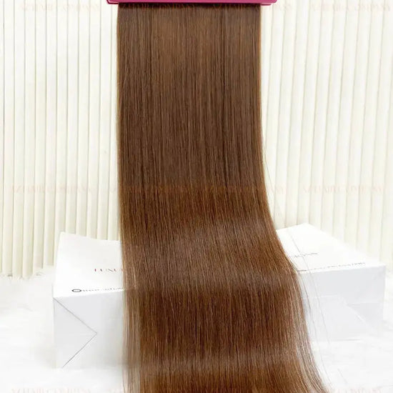 Light Brown (#3) Bone Straight Seamless Clip-In Hair Extensions 7pcs 150g - Raw Vietnamese Hair / AZ Hair Vietnam