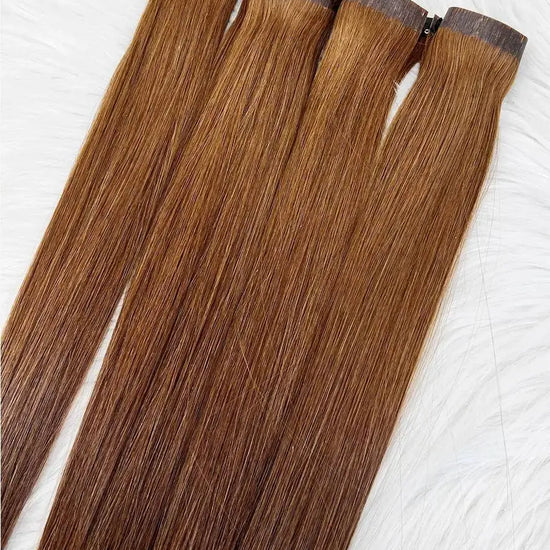 Light Brown (#3) Bone Straight Seamless Clip-In Hair Extensions 7pcs 150g - Raw Vietnamese Hair / AZ Hair Vietnam