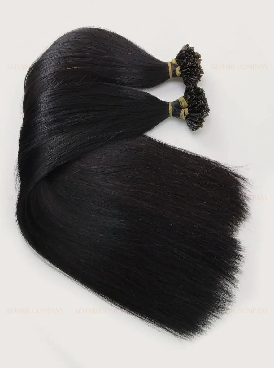 Jet Black (#1) Bone Straight U Tip Hair Extensions 100g - Vietnam Raw Hair / AZ Hair Vietnam