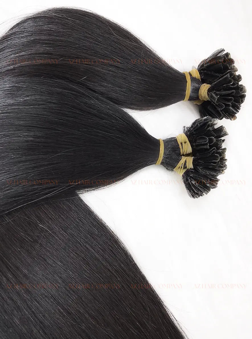 Jet Black (#1) Bone Straight U Tip Hair Extensions 100g - Vietnam Raw Hair / AZ Hair Vietnam
