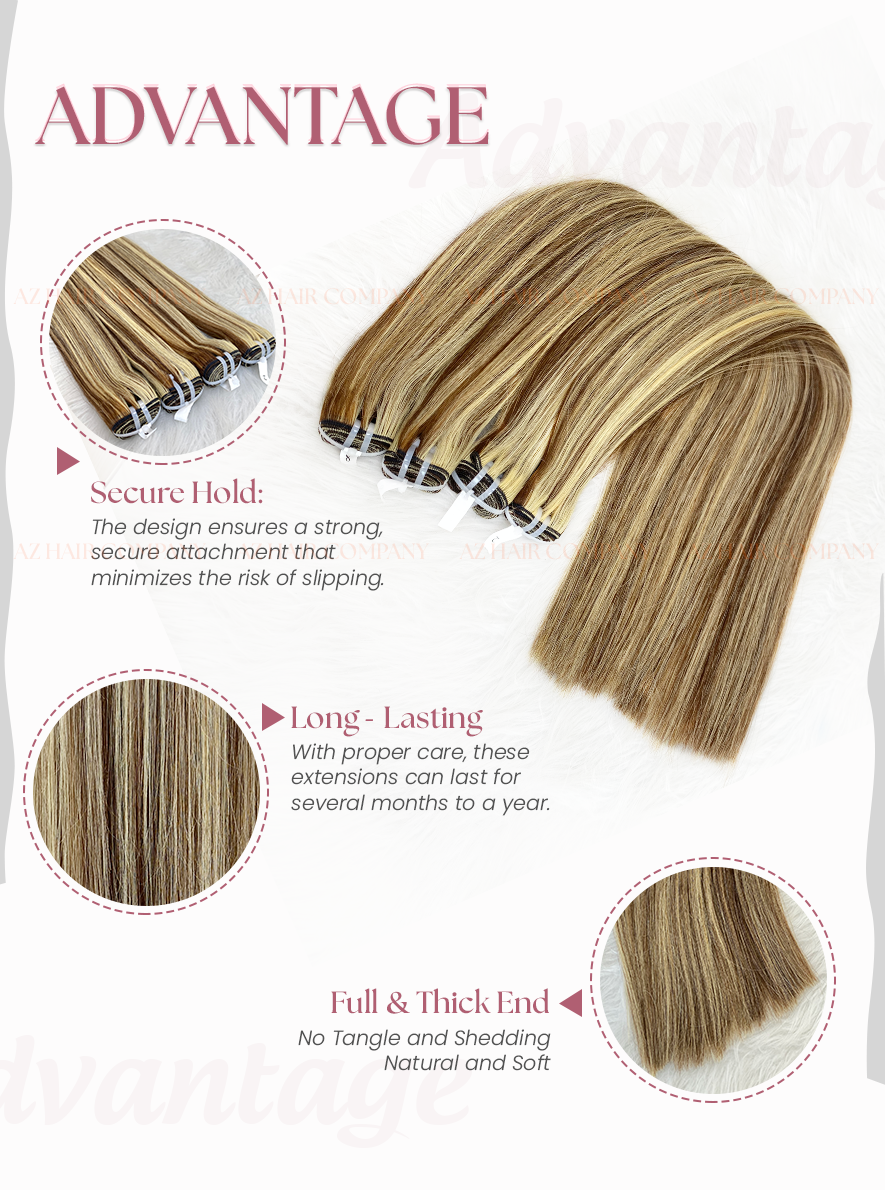 Highlight #2/12 Bone Straight Weft Hair Bundles 100g / AZ Hair Vietnam