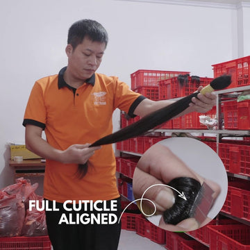Production team sorting raw Vietnamese hair by cuticle direction – AZ Hair Vietnam factory