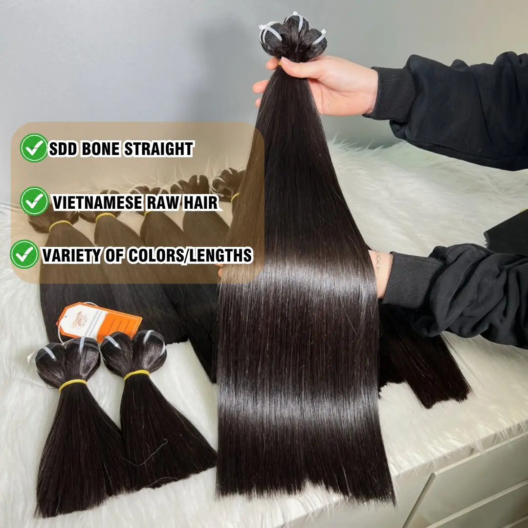 Combo 4 Bundles Bone Straight  - Raw Vietnam Hair | #1B Natural Black AZ Hair Vietnam