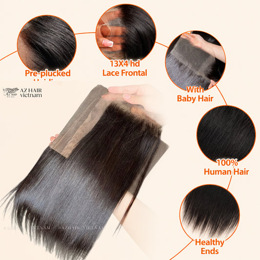 2 Bundle with 13x4 HD Lace Frontal- Bone Straight | #1B Natural Black