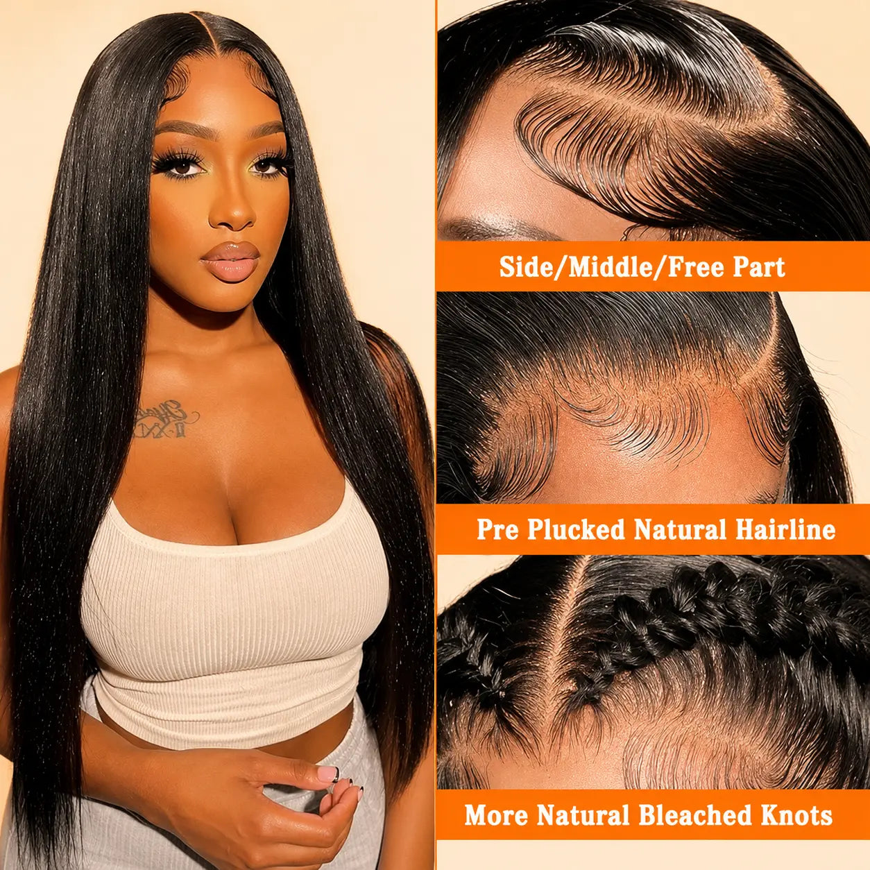 13x4 Swiss Lace Frontal - Bone Straight | #1B Natural Black AZ Hair Vietnam