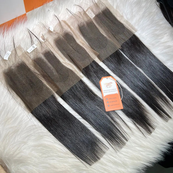 4x4 Swiss Lace Closure - Bone Straight | #1B Natural Black AZ Hair Vietnam